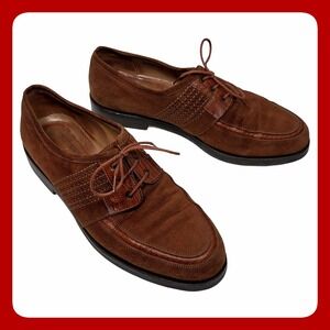 Pakerson Mens Woven Leather Derby Shoes US 8.5 EU 42 Brown Suede Oxford EUC